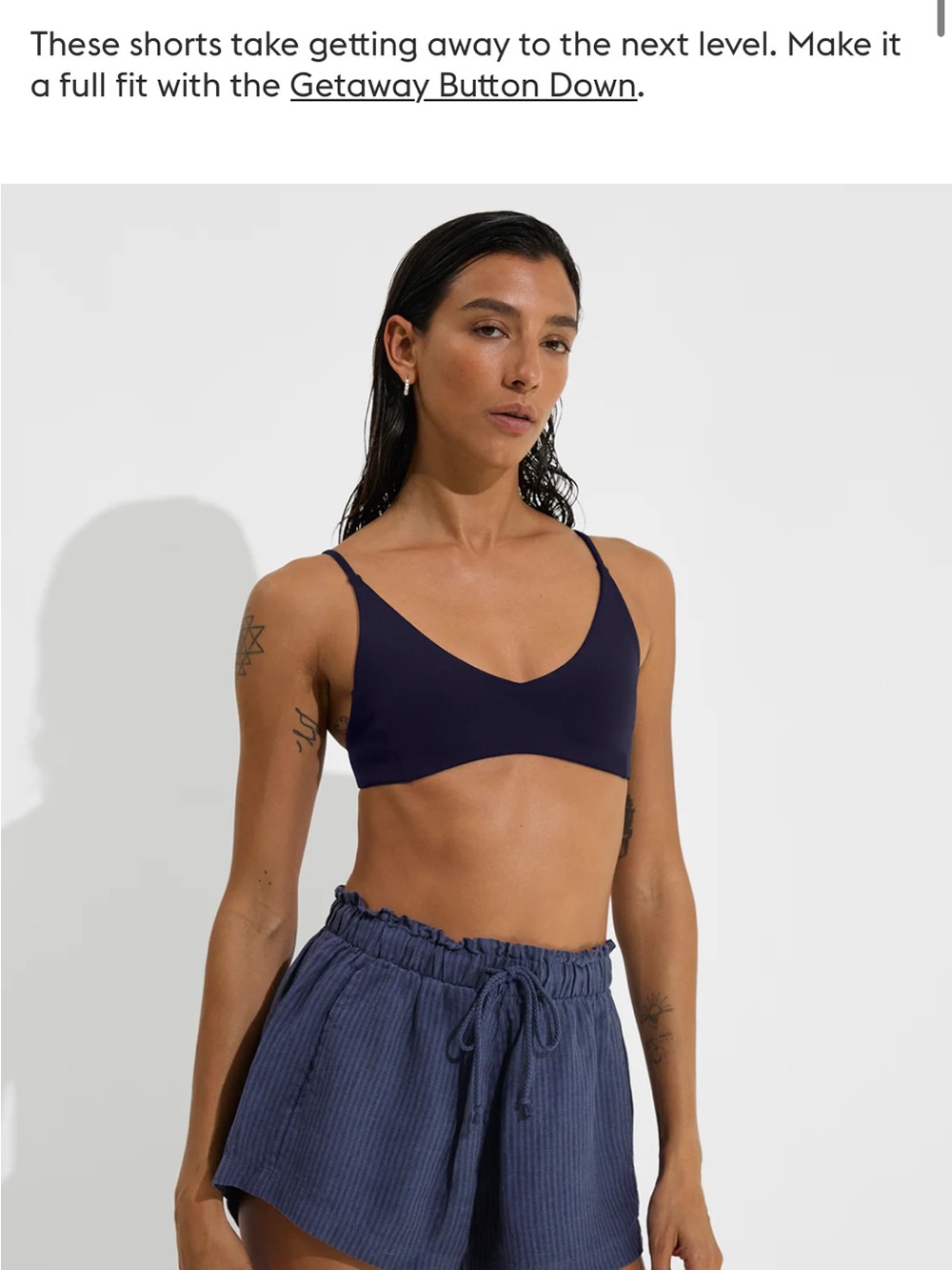 Left On Friday Navy Ribbed Drawstring Shorts
